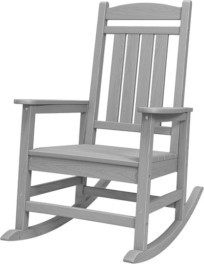 SERWALL Rocking Chair Outdoor, Oversized Patio Rocking Chairs, Light Gray | by SERWALL