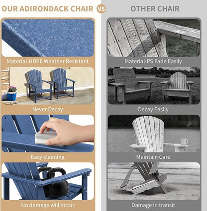 Oversized Stackable Adirondack Chair Set of 2, HDPE Fire Pit Chair | All-Weather - Image 5