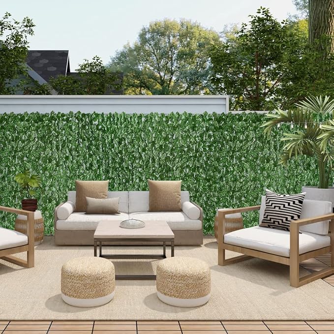 iCover 78x98in Artificial Ivy Privacy Screen for Fence, Green Maple Leaf Strengthened Joint Prevent Leaves Falling Off, Faux Hedge Panels Greenery Vines, Decorative Fences for Outdoor, Garden