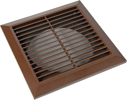 Brown 6" Inch Ventilation Grille - Inside/Outside use - (Flange 5.9"Ø/Cover 8"x8") - Air Vent Louver - Exhaust Hood - Available 3 Sizes / 4 Colors.