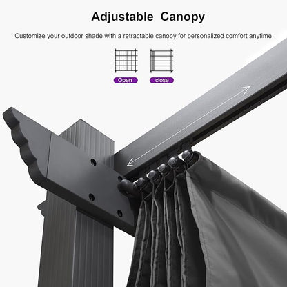 PURPLE LEAF Outdoor Retractable Pergola 10' X 12' Canopy Aluminum, Custom Shade - Image 4