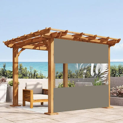 Covers & all Outdoor Clear Panel Curtain, 12 oz Vinyl Outdor Curtains for Patio, Waterproof & Weather Resistant Tarp with Brass Grommets for Pergola, Porch, Gazebos, Balcony (4' H x 9' W feet, Beige)