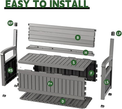 80 Gallon Outdoor Storage Bench, Waterproof Resin Deck Box - Image 7