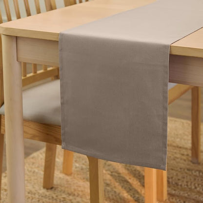 Encasa XO Table Runner 13"x91" Long | Cotton Canvas Fabric | Beige Solid Color | Machine Washable & Durable