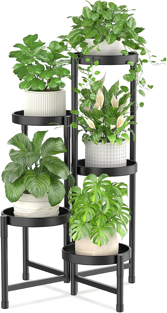 iDavosic.ly Plant Stand Indoor Outdoor, 5 Tier Metal Corner Shelf, Folding by iDavosicly