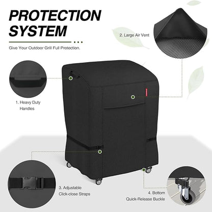 Porch Shield 34W x 24D x 46H inch Premium Gas Grill Cover Up to 32 inch, Waterproof and Fade Resistant 600D BBQ Covers for Weber, Brinkmann, Char-Broil and More, Black