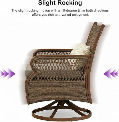 PURPLE LEAF Outdoor Dining Set for 10 All Weather Wicker Patio Dining Set with Hand-Woven Rattan Swivel Dining Chais and Rectangular Aluminum Table for Garden Deck Backyard Kitchen