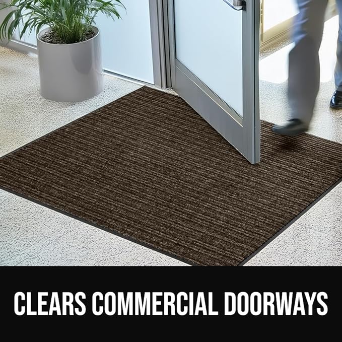 GORILLA GRIP Waterproof Traffic Guard Door Mat, 60x36, Heavy Duty Entryway Mats, Strong Rubber Back Commercial Utility Rugs for Office Hallway, Garage Floor and Home, Low Profile Carpet Runner, Brown