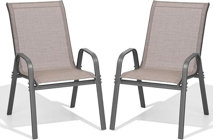 Patio Chairs Set of 2, All Weather Outdoor Dining Chairs | Stackable Dining by Dovov