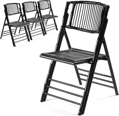 VINGLI Bamboo Folding Chair, Foldable Dining Wood Chairs Comfortable Seat by VINGLI
