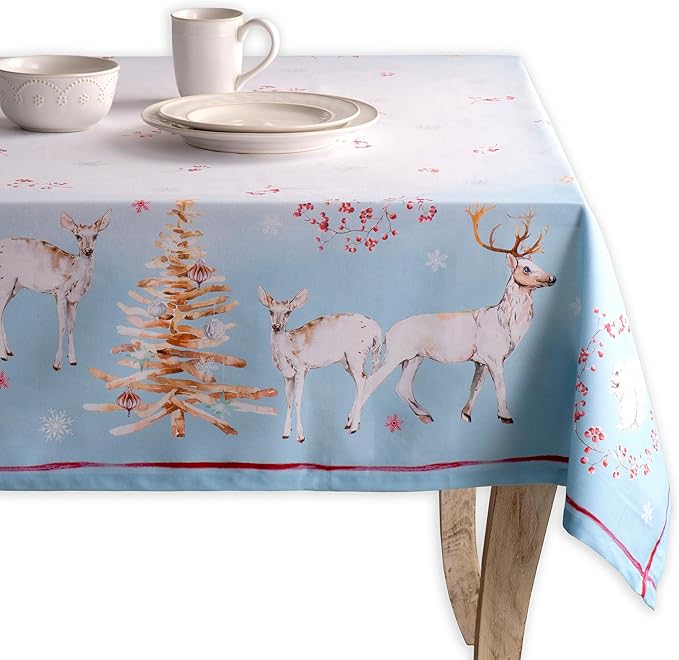 Maison d' Hermine Table Cloth Rectangle Table 100% Cotton 60 x 108 Inches Fall Tablecloth Reusable Everyday Use for Thanksgiving Christmas Decorations Dining Farmhouse Party (Fairy Tale Forest)