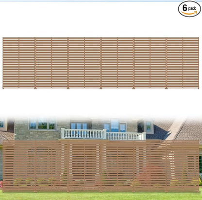 Privacy Fence Screen with Stand 6 Panel 72" H×47" W HDPE Decorative Panels with Steel Poles and Stand, Air Conditioner Fence Panels, Privacy Screen for Outdoor Backyard, Balcony, Pool