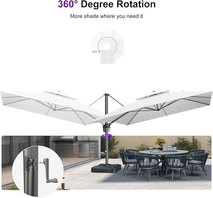 PURPLE LEAF Sunbrella Patio Cantilever Umbrella 12' X 12' Canvas Natural | - Image 8