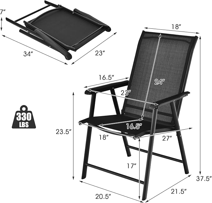 GIANTEX Set of 4 Patio Folding Chairs, Outdoor Chairs - Image 3