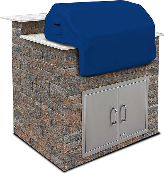 Covers & all Built-in Outdoor Grill Cover, Durable Heavy Duty 18 Oz Waterproof Cover Tuff Material with Air Pocket & Elastic for Snug Fit (32" W x 26" D x 24" H inches, Blue)