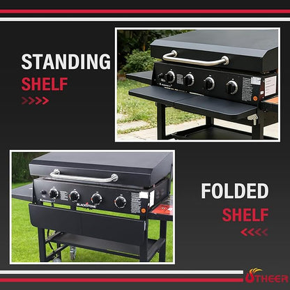 Utheer Upgraded Folding Front Shelf for Blackstone 36 Inch Griddle 2149 1984 1554 1825, Heavy-Duty 36" × 7" Steel Prep Table, 60 lb Load, Space-Saving Fold-Flat Work Surface