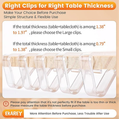 36 Pieces Clear Tablecloth Clips, Durable Plastic Table Cover Holders, Windproof Transparent Clamps for Securing Tablecloths Indoor Outdoor Party, Wedding, Christmas Event, Picnic, Camping (36, Small)