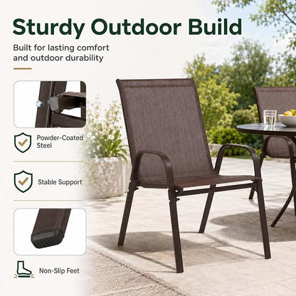 Majnesvon Outdoor Patio Chairs Set of 6, Stackable Patio Chairs, Front Porch - Image 3