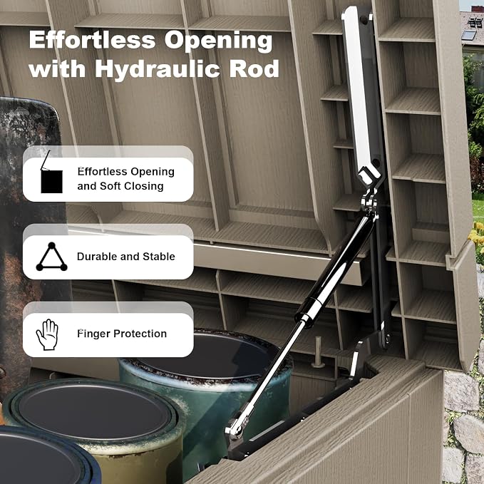 280 Gallon Waterproof Outdoor Storage Box, UV Resistant Resin Deck Box - Image 3