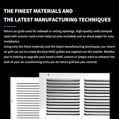 24x10 Return Air Grille(Duct Opening Size),Air Return Vent Cover,Flat Vent Cover,Rejillas De Aire Acondicionado Para Casa,Return Air Grilles,Outer Dimensions:25.75"Wx11.75"H(24"W x 10"H, Duct Opening)