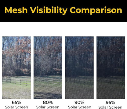 Custom Solar Screens for Windows Exterior 95% Shade - Pre-Framed Solar Window Screen Mesh - Home Improvement for Reduced Glare & Heat - UV Blocker Fabric - Fully-Assembled & Ready to Install