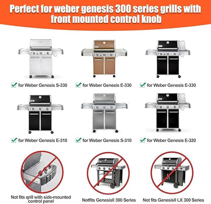 Stainless Steel 7524 Grill Grates & 7621 Flavorizer Bars, 65505 Heat Deflectors for Weber Genesis 300 Series with Front Control Knob, Replacement for Genesis E310 S310 E/S320 E/S330 Gas Grills
