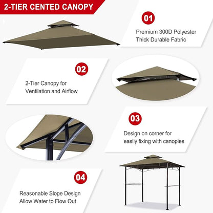 Eurmax USA High Performance Grill Gazebo Canopy Replacement Cover 5x8 BBQ - Image 4