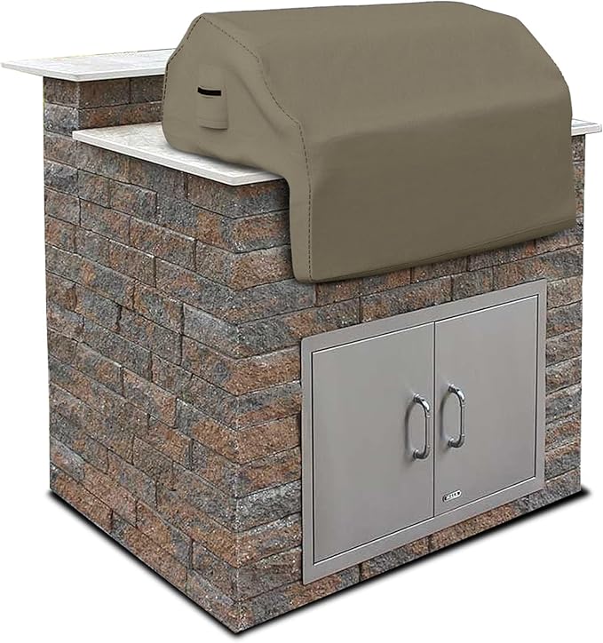 Covers & all Built-in Outdoor Grill Cover, Durable 12 Oz Waterproof Cover Max Material with Air Pocket & Elastic for Snug Fit (44" W x 27" D x 26" H Inches, Beige)