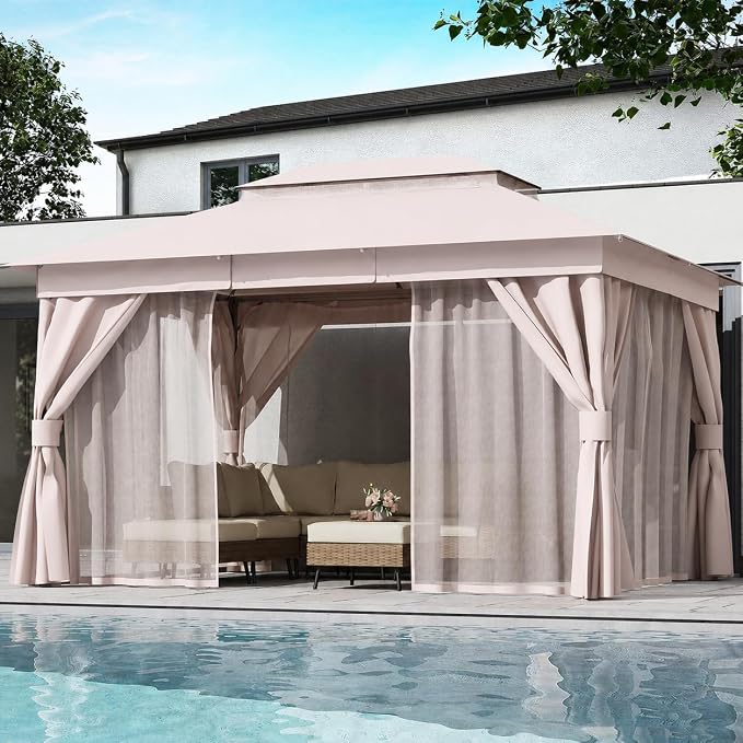 10'x12' Outdoor Gazebo, Heavy Duty Metal Frame Patio Canopy - Image 7