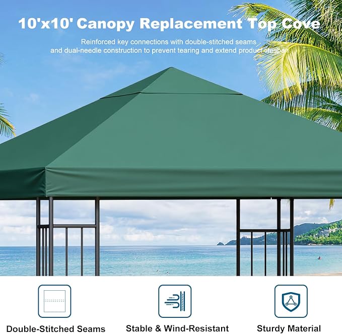 10x10 Gazebo Canopy Replacement Top, 300D High-Density Waterproof Single Layer - Image 7