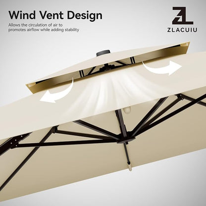 9x12FT Beige Cantilever Outdoor Patio Umbrella - Image 7