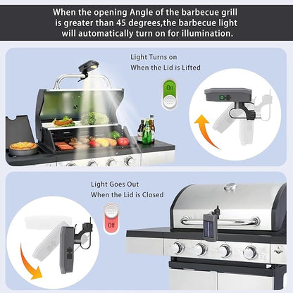 Thanksgiving & Christmas Gift Pick, BBQ Grill Light for Blackstone Griddle, Solar/USB-C Rechargeable LED Grill Lights for Outdoor, Auto On/Off 360° Rotation, Grill Lights for Griddle Accessories