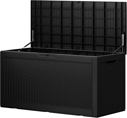 100 Gallon Outdoor Storage Box – Resin Deck Box with Lockable Lid, Waterproof Patio Furniture Storage for Tools, Garden & Yard Organization