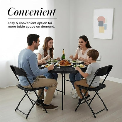 3.5 Feet Circular Round Foldable Table with Built in Handle & Steel Legs | Heavy Duty Portable | Perfect for Party, Dining, Wedding, Events, Picnic Indoor, Outdoor, Camping, Utility