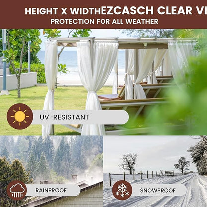 20 Oz Outdoor Vinyl Curtain with Double Sided Zip, Outdoor Clear Panel Curtain, Weather Resistant Outdoor Curtain for Pergola, Porch, Gazebos, with Rustproof Grommets (10'H x 10'W, Brown)