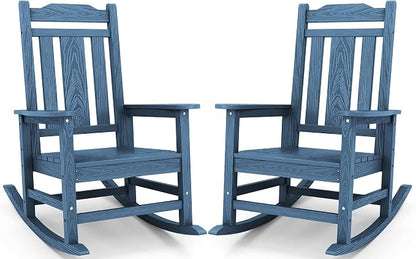 SERWALL Outdoor Rocking Chairs Set of 2, HDPE Porch Rocker Outdoor by SERWALL