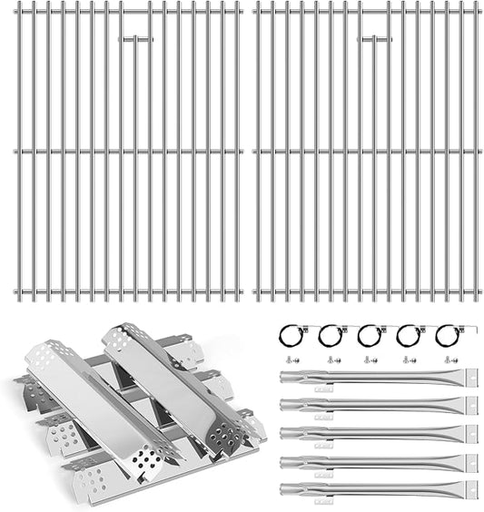 Grill Parts for Nexgrill replacement parts 5 Burner 720-0888 720-0888N 720-0888A,Stainless Cooking Grate,Heat Shield,Burner Kit for Nexgrill replacement parts 4 Burner 720-0830 720-0830H Grill Grates