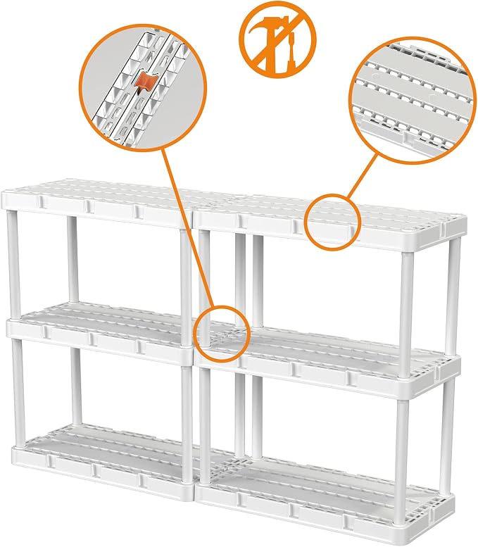 Gracious Living 3 Shelf Knect-A-Shelf Solid Light Duty Storage Unit 12 x 24 x - Image 6