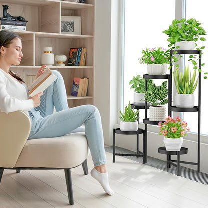 iDavosic.ly Plant Stand Indoor Outdoor, 7 Tier Metal Corner Shelf, Folding - Image 6