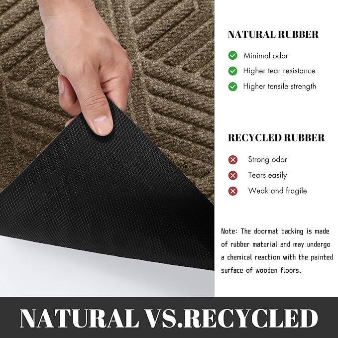 Yimobra Extra Large Door Mat 60x32, All-Season Waterproof Outdoor Mats for Front Door Entrance with Drainage Holes, Heavy Duty Non-Slip Doormat for Garage Patio Entryway Indoor, Brown