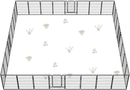 FXW Garden Fence Outdoor for The Yard – 40in(H) x 72.9ft(L) Heavy Duty Metal Animal Barrier for Dog and Rabbit, Decorative Dog Fence, 32 Panels, Black