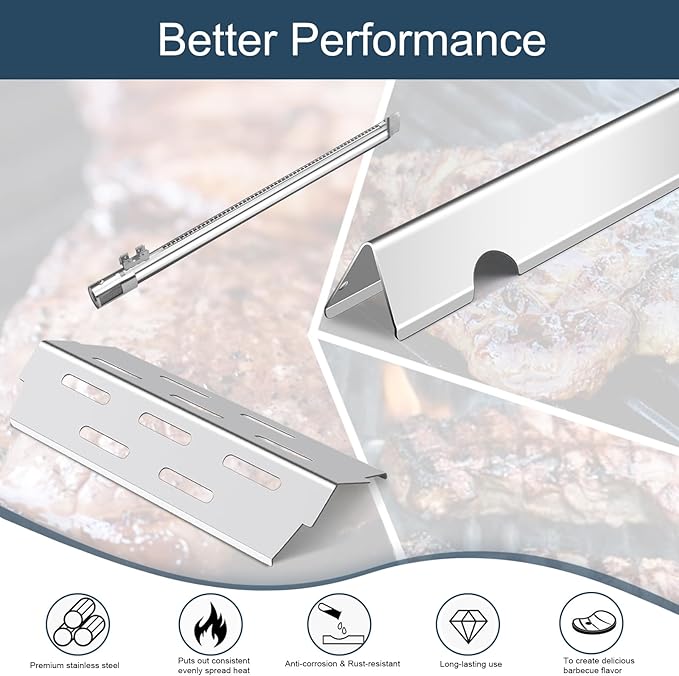 Flavorizer Bars,Heat Deflectors and Grill Burner for Weber Genesis II 300/LX 300, GS4 Genesis ii E-310 ii E-315 ii E/S335 ii se-335 Grill (304 Stainless Steel, 66032*5+ES/410*3+66790*3)