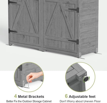 Gizoon Outdoor Cabinet, Waterproof Roof, Double Lockable Wooden Shed | 2 - Image 5