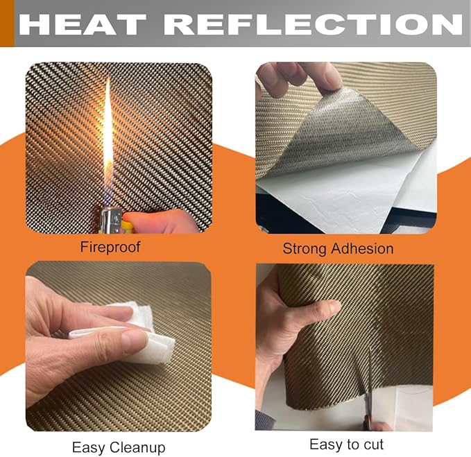 Titanium Adhesive Backed exhaust heat shield 2500 Degrees High Temp Protection Material Thermal Barrier Blanket Mat (24'' X 40'')