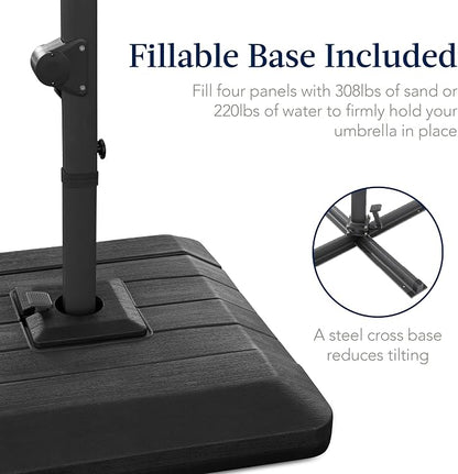 Best Choice Products 12x12ft LED Cantilever Patio Umbrella w/Base Included & - Image 3