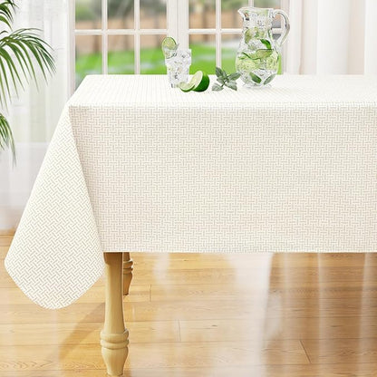 misaya Rectangle Waterproof Vinyl Table Cloth, Plastic Tablecloth with Flannel Backing, Wipeable Table Cover for Dinner, Picnic, Indoor and Outdoor (Weave Patternd, 60" x 120")