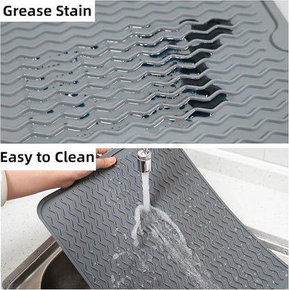 Grill Accessories, 16x12 Inch Silicone Heat Resistant Mat, BBQ Tool Rest Pad for Blackstone Griddle Side Shelf, Weber, Traeger, Outdoor Kitchen Countertop Protector (Grey)