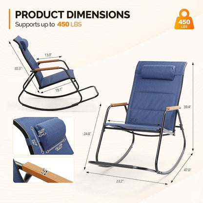 VINGLI Outdoor Rocking Chair, Textilene Mesh Patio Rocker, Outdoor Rocker - Image 3