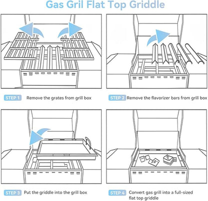 Full-Size Griddle Inserts for Weber Spirit 300 Spirit II 300 Series, Flat Top Griddle Plate for Spirit E-310, E-320, S-310, S-320 Spirit II E/S-310 E/S-320 Series, Replacement for Weber 6787