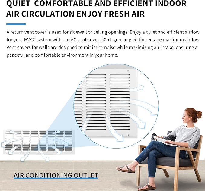 32 x 10 Vent Cover(Duct Opening Size),Air Return Vent Cover,Flat Vent Cover,Rejillas De Aire Acondicionado para Casa,Return Air Grilles,Outer Dimensions:33.75"Wx11.75"H(32"W x 10"H, Duct Opening)